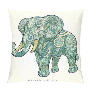 Personality  Elephant Dark Green Ornament Ethnic Vector Pillow Covers