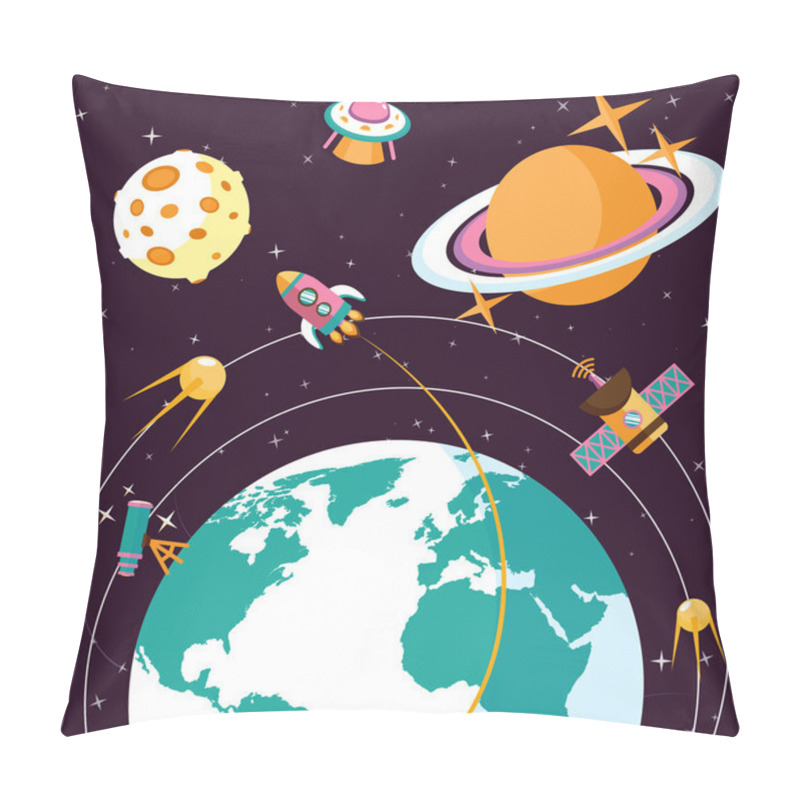 Personality  Space flat illustration pillow covers