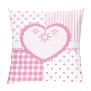 Personality  Vector Set Of Heart And 4 Seamless Background Patterns In Light Pink Pillow Covers