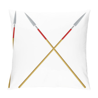 Personality  Crossed Spears With Red Ribbon On A Shaft Pillow Covers