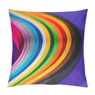 Personality  Colored Bright Quilling Paper Stripes On Purple Pillow Covers