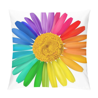 Personality  Vector Multicolored Daisy, Chamomile Flower Isolated Pillow Covers