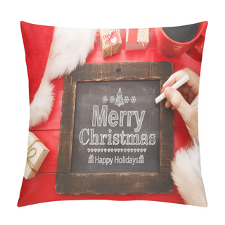 Personality  Merry Christmas Text With Black Chalkboard Pillow Covers