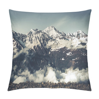 Personality  Panoramic Summer Landscape With Mountain Snow Peak Pillow Covers