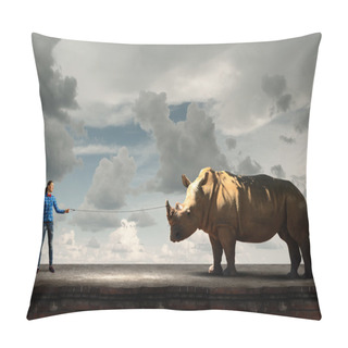 Personality  Girl With Rhino Pillow Covers