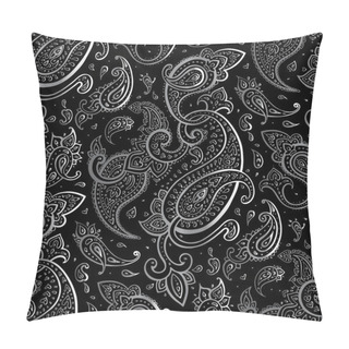 Personality  Paisley Beautiful Silver Seamless Background. Pillow Covers