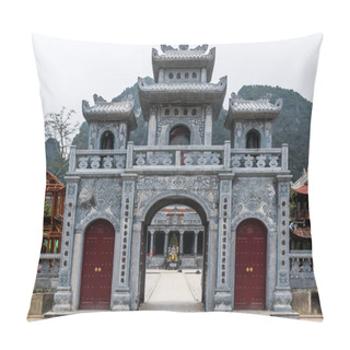 Personality  Chinese Style Entrance Gate Of The Thai Vi Temple Near Trang An Landscape Complex In Summer In Tam Coc, Ninh Binh, Vietnam Pillow Covers