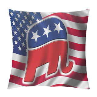 Personality  American Flag With The Republican Party's Elephant On It Pillow Covers