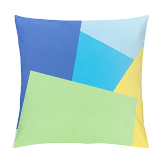 Personality  Color Papers Geometry Flat Composition Background With Yellow, Green, White And Blue Tones Pillow Covers
