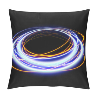 Personality  Magic Portal. Space Travel Concept, Funnel-shaped Tunnel That Can Connect One Universe With Another. Blue Rays Of A Black Scene With Sparks. Space Tunnel. Futuristic Teleport. 3d Illustration Pillow Covers