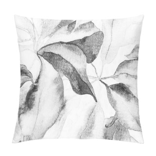 Personality  Schefflera Arboricola Seamless Pattern. Monochrome And Greyscale Evergreen Variegated Walisongo Plant With Exotic Flowers. Botanical Watercolor Print. Schefflera Actinophylla Hayata Repeated Ornament Pillow Covers