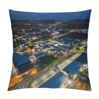Personality  Aerial Night View Of The Letterkenny, County Donegal, Ireland. Pillow Covers