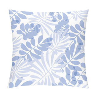 Personality  Tender Pale Blue And Green Tropical Leaves Seamless Pattern. Dec Pillow Covers