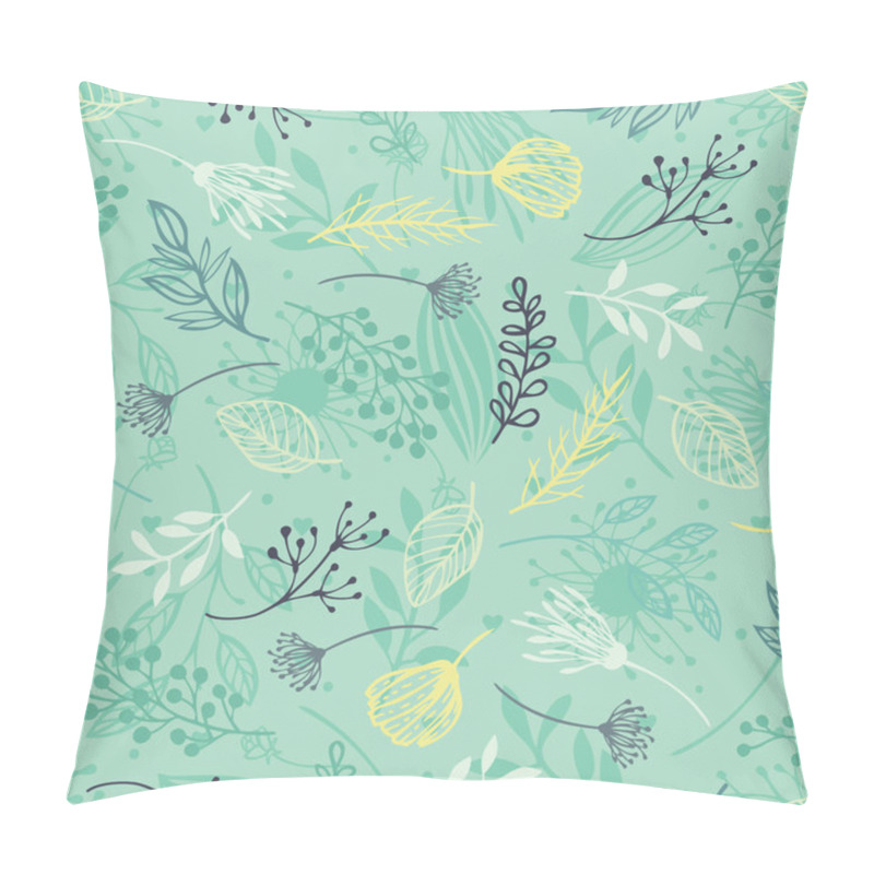 Personality  Forest herbs, blue background pillow covers