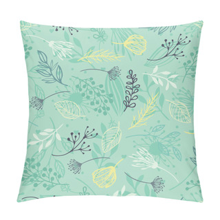 Personality  Forest Herbs, Blue Background Pillow Covers