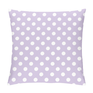 Personality  Seamless Pattern, Vector Includes Swatch That Seamlessly Fills Any Shape, Large White Polka Dots On Pastel Lavender Background Pillow Covers