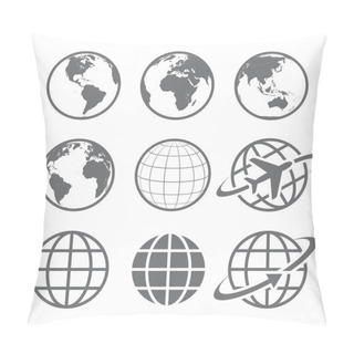 Personality  Earth Globe Icon Set Pillow Covers