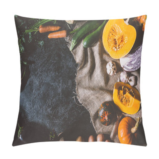 Personality  Ripe Vegetables On Sackcloth Pillow Covers