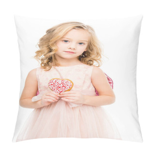 Personality  Girl Holding Heart Shaped Cookie    Pillow Covers