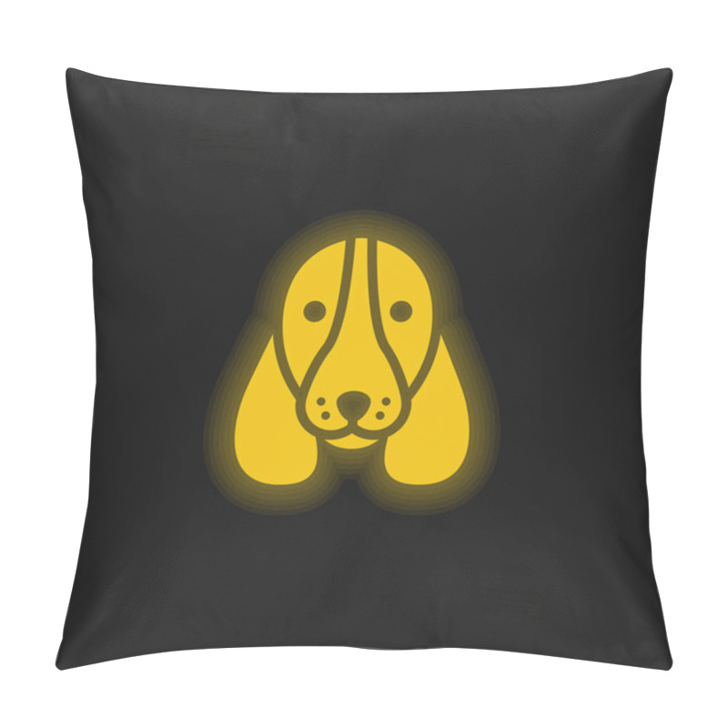 Personality  Basset Hound Dog Head yellow glowing neon icon pillow covers
