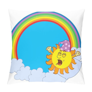 Personality  Waking Up Sun In Rainbow Circle Pillow Covers