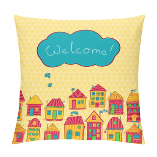 Personality  Vector Pattern With Cute Houses Pillow Covers