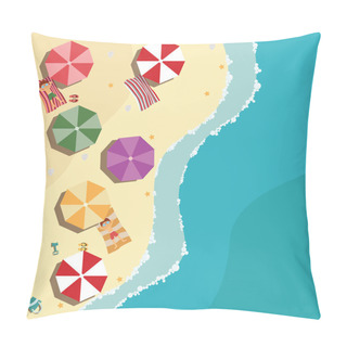 Personality  Summer Beach In Flat Design Pillow Covers