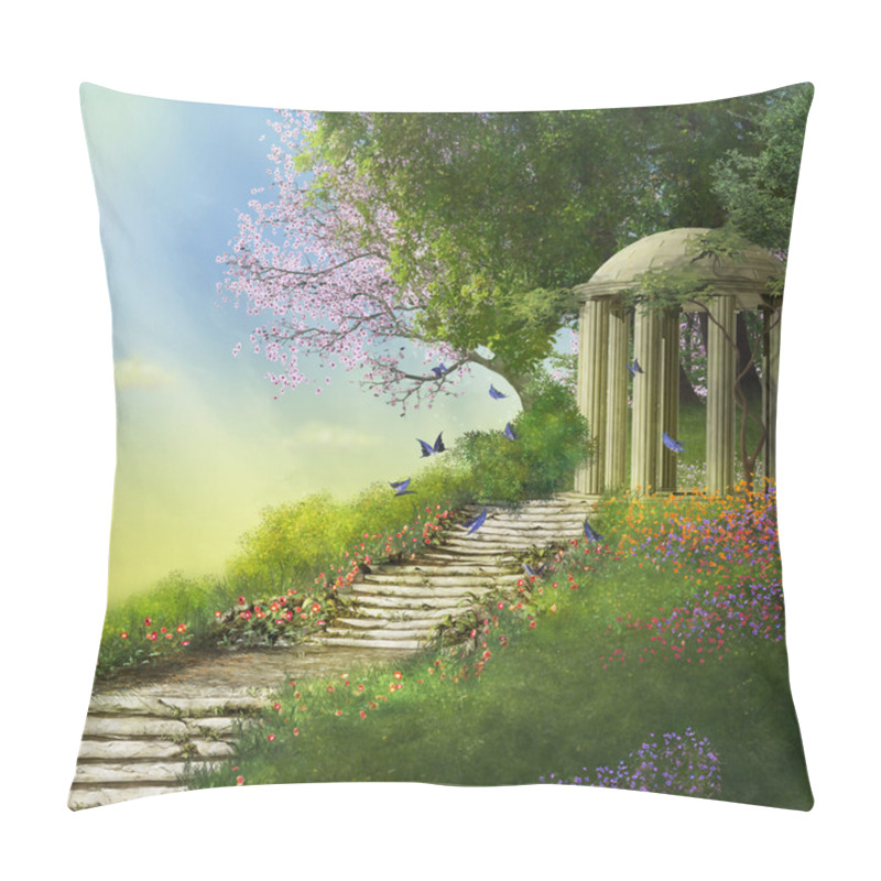 Personality  Fantasy Gazebo In A Spring Day Pillow Covers