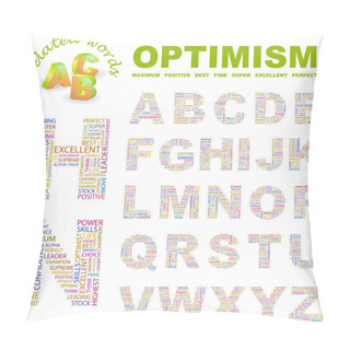 Personality  OPTIMISM. Vector Letter Collection Pillow Covers