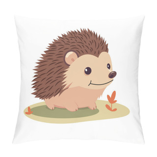 Personality  Cute Baby Hedgehog Cartoon On White Background Pillow Covers
