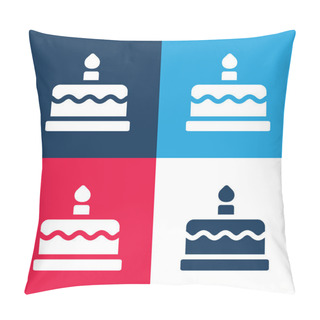 Personality  Birthday Cake Blue And Red Four Color Minimal Icon Set Pillow Covers