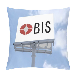 Personality  Bank For International Settlements BIS Editorial Video Showcasing An Urban Advertisement With The Brand Logo Displayed On A Busy Street Against A Cloudy Sky Pillow Covers