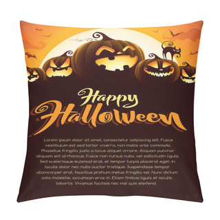 Personality  Glowing Carved Pumpkins With Moon Pillow Covers