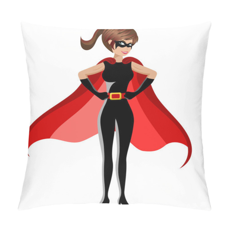 Personality  Superhero woman standing hands hips isolated pillow covers