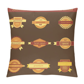 Personality  Retro Vector Labels And Badges On Brown Background Pillow Covers