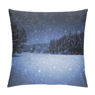 Personality  Night Park And Many Snowflakes Pillow Covers