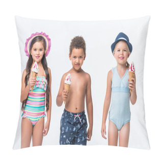 Personality  Multiethnic Kids Eating Ice Cream  Pillow Covers