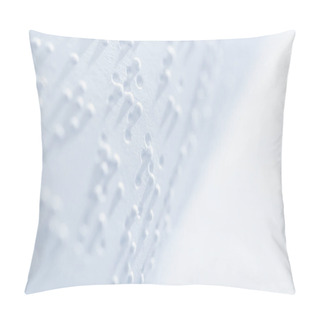 Personality  Selective Focus Of Braille Text On White Paper With Copy Space Pillow Covers