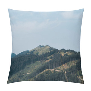 Personality  Green Trees In Mountain Valley Against Sky With Clouds  Pillow Covers