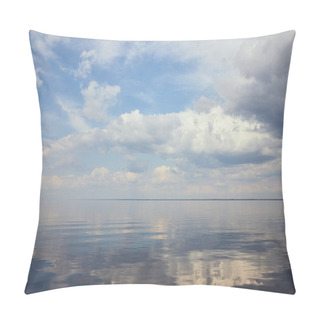 Personality  Calm Pond And Light Blue Sky With White Clouds Pillow Covers