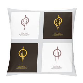 Personality  Gold And Bronze Jewelry Or Decorative Accessories Icons Such As Necklace, Earring Or Lighting Equipment. Luxury Logo Set. Pillow Covers
