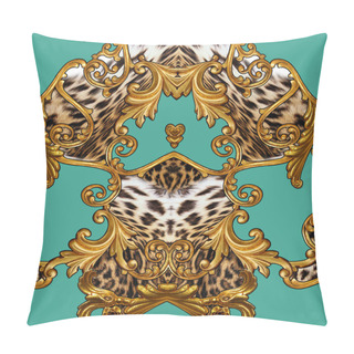 Personality  Golden Baroque And  Leopard Background For Print Pillow Covers