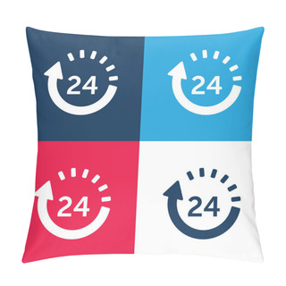 Personality  24 Hours Delivery Blue And Red Four Color Minimal Icon Set Pillow Covers