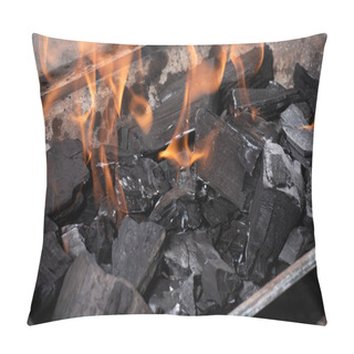 Personality  Bright Burning Black Coals In Iron Barbecue Grill Pillow Covers