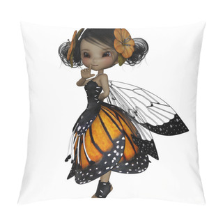 Personality  Cute Faery In Tiger Lily Petal Dress Wit Blossoms In Her Hair Pillow Covers