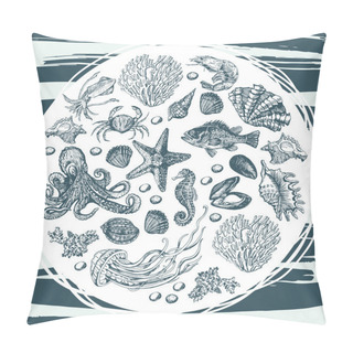 Personality  Graphic Card With Sea Motifs Pillow Covers