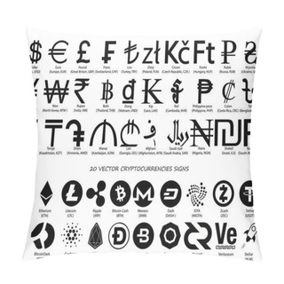 Personality  Currencies Signs, Vector Currency Symbols, World Currency And Cr Pillow Covers