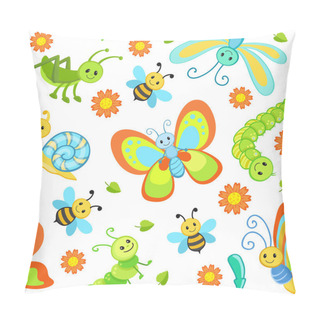 Personality  Cute Seamless Patterns With Cartoon  Insects. Pillow Covers