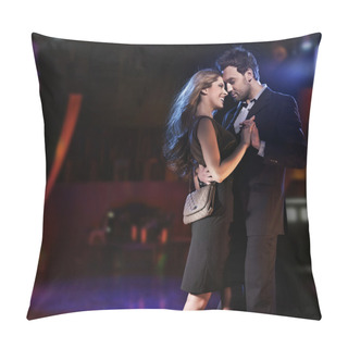 Personality  Conceptual Portrait Of A Young Couple In Elegant Evening Dresses Pillow Covers