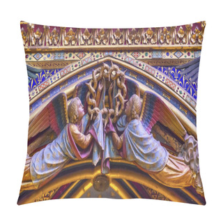 Personality  Angels Wood Carvings Arch Cathedral Sainte Chapelle Paris France Pillow Covers